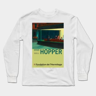 Edward Hopper - Nighthawks - Minimalist Exhibition Art Poster Long Sleeve T-Shirt